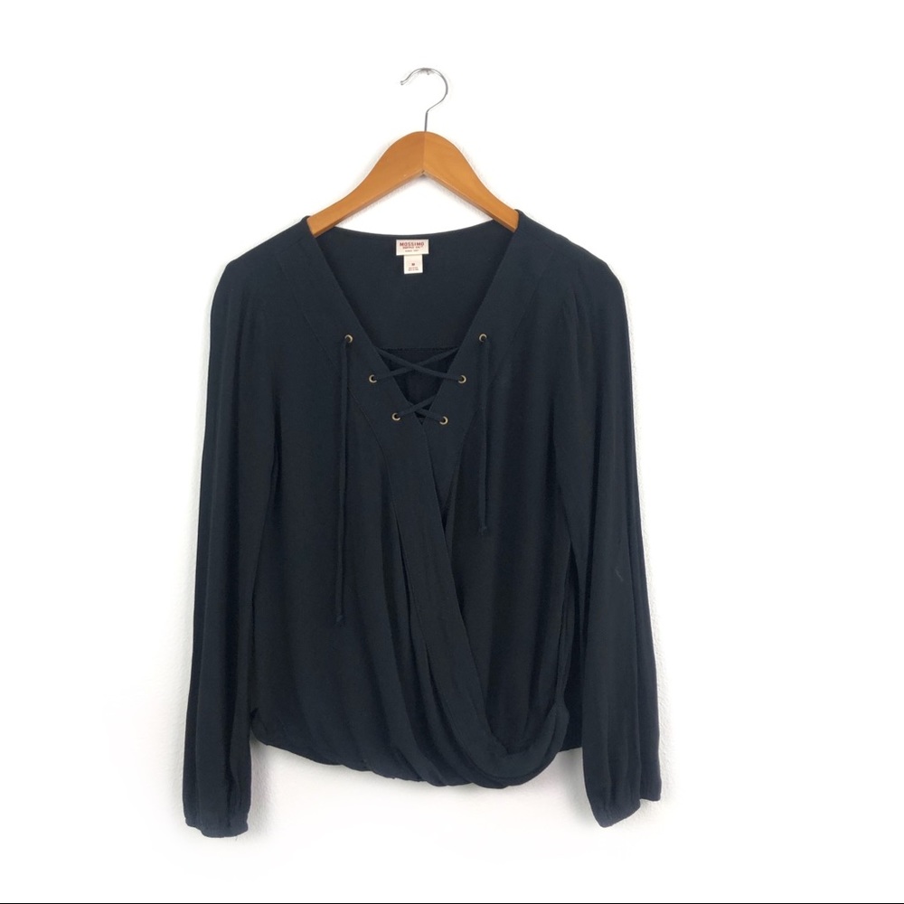 Mossimo Supply Co. Lace Up Wrap Top Black Medium